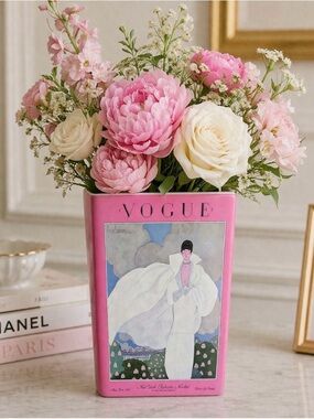 Vogue Ceramic Vase with Vintage Cover Art